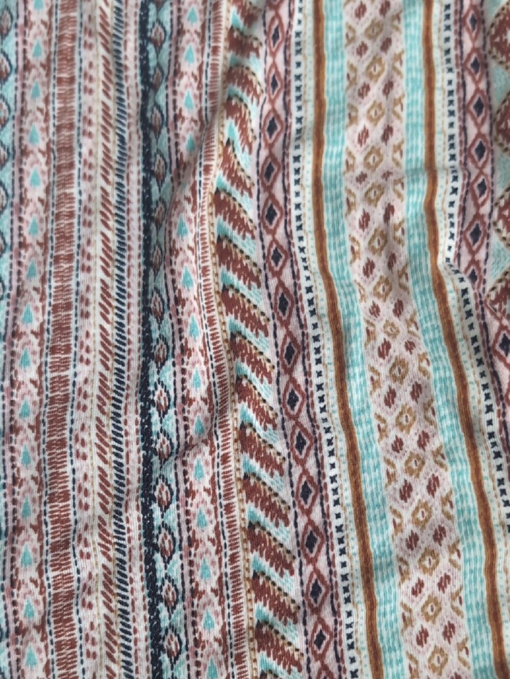 Artisan Ny Striped Maxi Dress in White, Brown & Teal - Picture 3 of 6